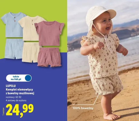 Komplet niemowlęcy z bawełny muślinowej promocja w Lidl