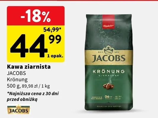 Kawa ziarnista Krönung promocja w Intermarche