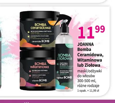 Odżywka do włosów Joanna Bomba Ceramidowa promocja w Drogerie Polskie