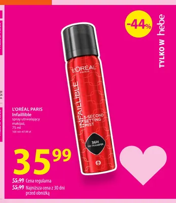 Spray utrwalający makijaż Infaillible L'Oréal Paris promocja w Hebe