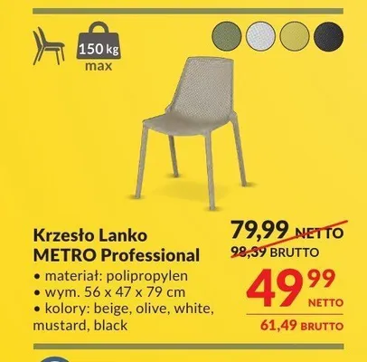 Krzesło Lanko METRO Professional promocja w Makro