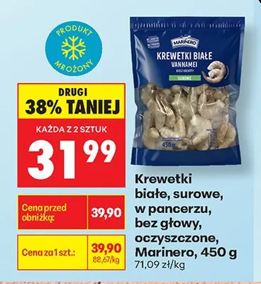 Krewetki białe surowe w pancerzu bez głowy oczyszczone Marinero promocja w Biedronka