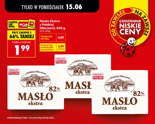 Masło Ekstra z Polskiej Mleczarni promocja w Biedronka