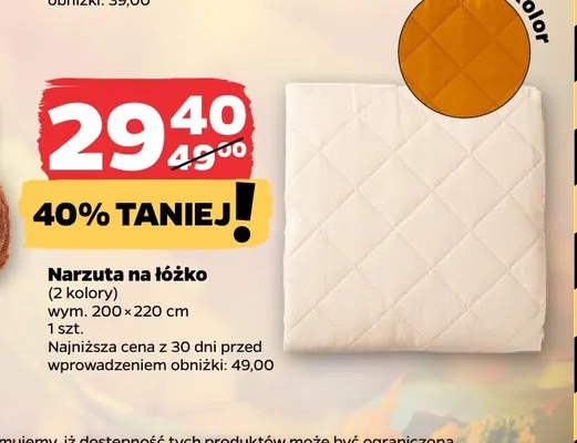 Narzuta na łóżko 200x220 cm promocja w Netto