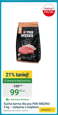 Sucha karma dla psa Pan Mięsko cielęcina z indykiem promocja w ERLI