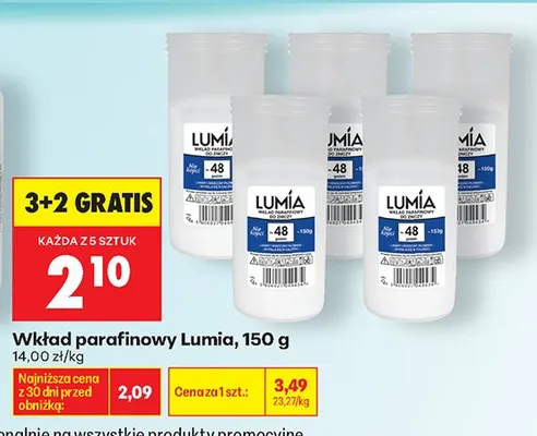 Wkład parafinowy do zniczy Lumia promocja w Biedronka
