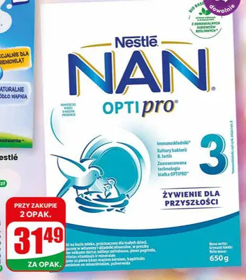 Mleko Nan Optipro 2 2-pak promocja w Dino