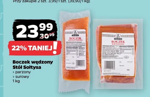 Boczek wędzony parzony Stół Sołtysa promocja w Netto