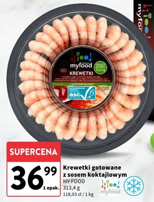 Krewetki gotowane z sosem koktajlowym promocja w Intermarche