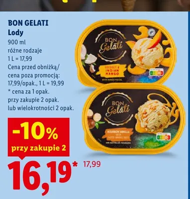 Lody Bon Gelati Coconut & Indian Mango promocja w Lidl
