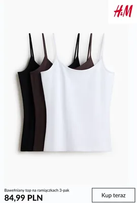 Bawełniany top na ramiączkach H&M 3-pak promocja w H&M