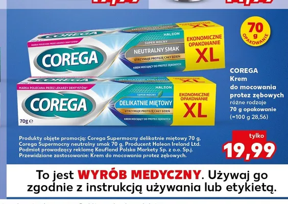 Krem do mocowania protez zębowych COREGA Super Mocny Neutralny Smak promocja w Kaufland