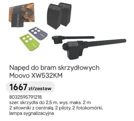 Napęd do bram skrzydłowych Moovo XW532KM promocja w Castorama