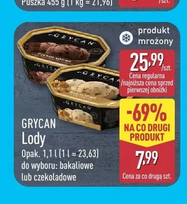 Lody bakaliowe Grycan promocja w Aldi