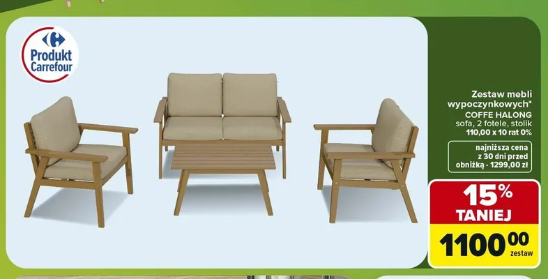 Zestaw mebli wypoczynkowych Coffe Halong promocja w Carrefour