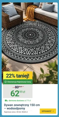 Dywan zewnętrzny wodoodporny 150 cm promocja w ERLI