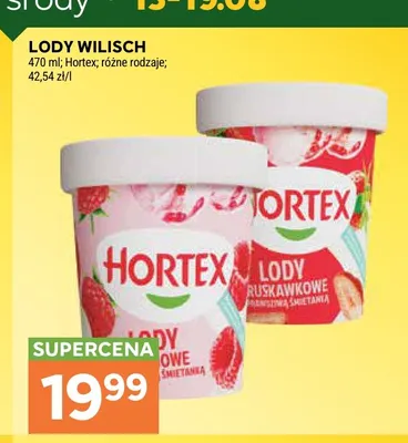 Lody ruskawkowe Hortex Wilisch promocja w Stokrotka