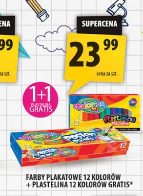 Zestaw farby plakatowe 12 kolorów + plastelina 12 kolorów Colorino promocja w Arhelan