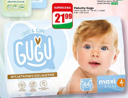 Pieluchy Gugu Love & Care Maxi 4 promocja w Dino