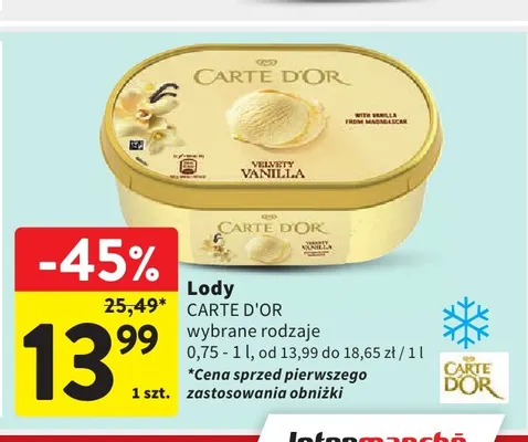 Lody Carte D'Or promocja w Intermarche