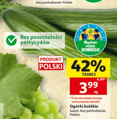 Ogórki krótkie polskie promocja w Auchan