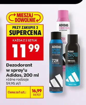 Dezodorant w sprayu Adidas Control promocja w Biedronka