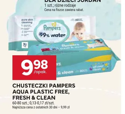 Chusteczki nawilżane Pampers Aqua Plastic Free promocja w Stokrotka