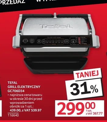 Grill elektryczny GC706D34 Tefal promocja w Selgros