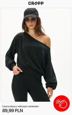Czarna bluza z odkrytym ramieniem Cropp promocja w Cropp