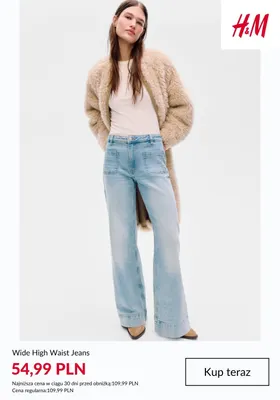 Wide High Waist Jeans H & M promocja w H&M