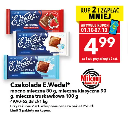 Czekolada E.Wedel mleczna klasyczna promocja w LEWIATAN