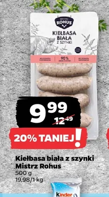 Kiełbasa biała z szynki Mistrz Rohus promocja w Netto