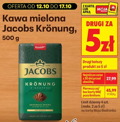 Kawa mielona Jacobs Krönung promocja w Biedronka