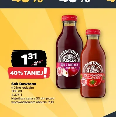 Sok Dawtona z buraka z jabłkiem promocja w Netto