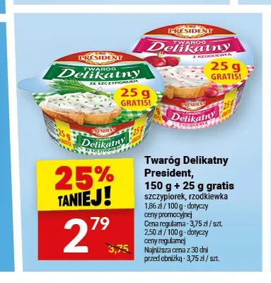Twaróg Delikatny President szczypiorek promocja w Twój Market