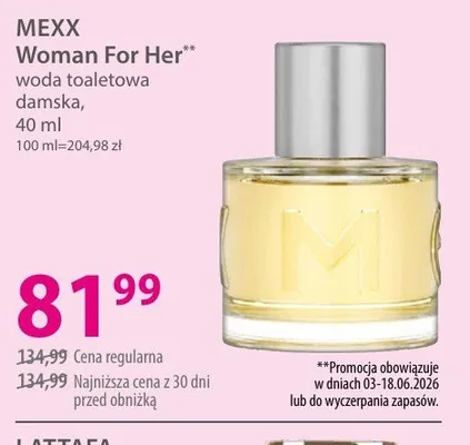 Woda toaletowa damska MEXX Woman For Her promocja w Hebe