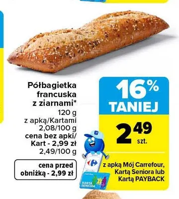 Półbagietka francuska z ziarnami promocja w Carrefour