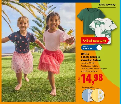 T-shirty dziecięce z bawełny LUPILU 2-pak promocja w Lidl