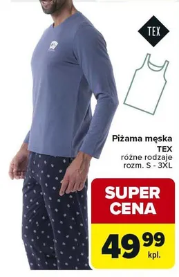 Piżama męska różne rodzaje rozm. S - 3XL promocja w Carrefour