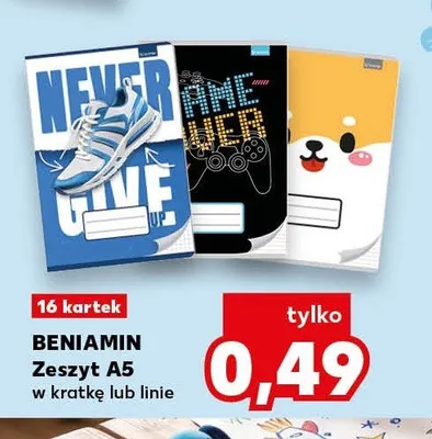 Zeszyt A5 w linie Beniamin 16 kartek promocja w Kaufland
