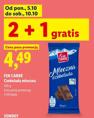 Czekolada mleczna Fin Carré promocja w Lidl