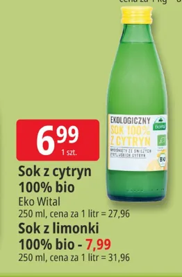 Sok z limonki 100% bio Eko Wital promocja w Leclerc