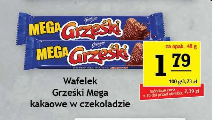 Wafelek Grześki Mega kakaowy w czekoladzie promocja w Gram Market
