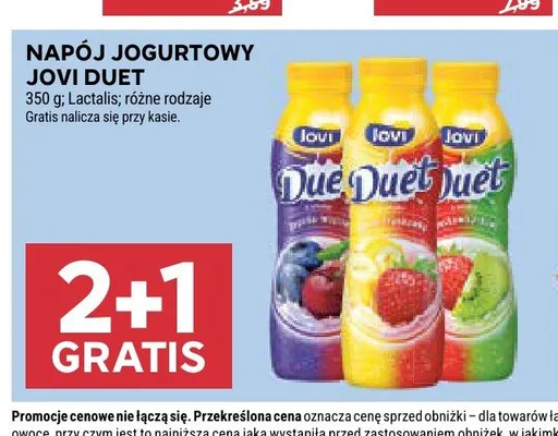Napój jogurtowy Jovi Duet truskawka kiwi promocja w Stokrotka
