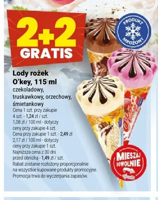 Lody rożek O'key czekoladowy promocja w Twój Market