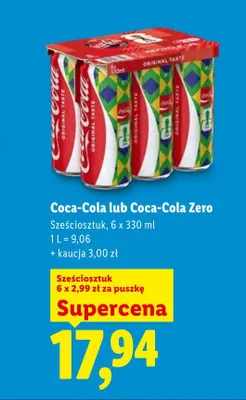 Napój gazowany Coca-Cola Zero 6-pak promocja w Lidl