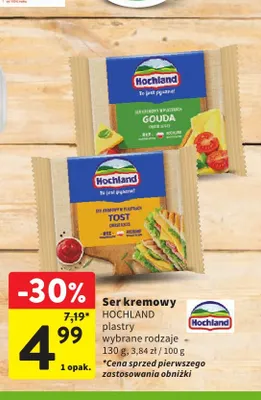 Ser kremowy w plastrach Hochland Tost promocja w Intermarche