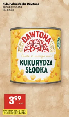 Kukurydza słodka bez zalewy Dawtona promocja w Delikatesy Centrum