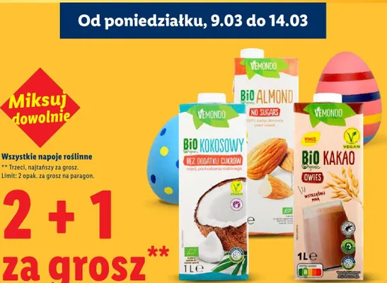 Napój roślinny 2+1 za grosz promocja w Lidl