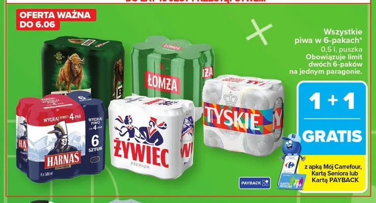 Piwo Tyskie 6-pak 500ml promocja w Carrefour Market